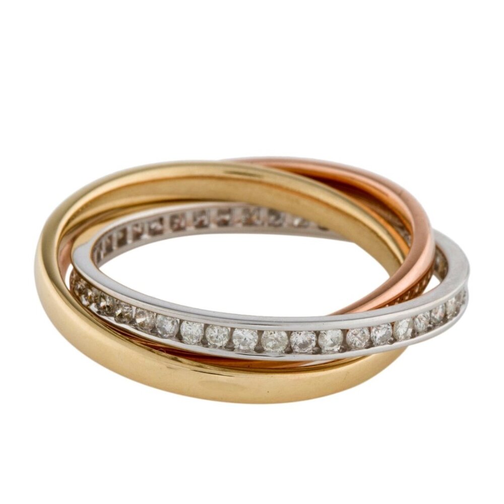 RING 14K TRI COLORED GOLD DIAMOND 0.57 CTW ROLLING BAND RING